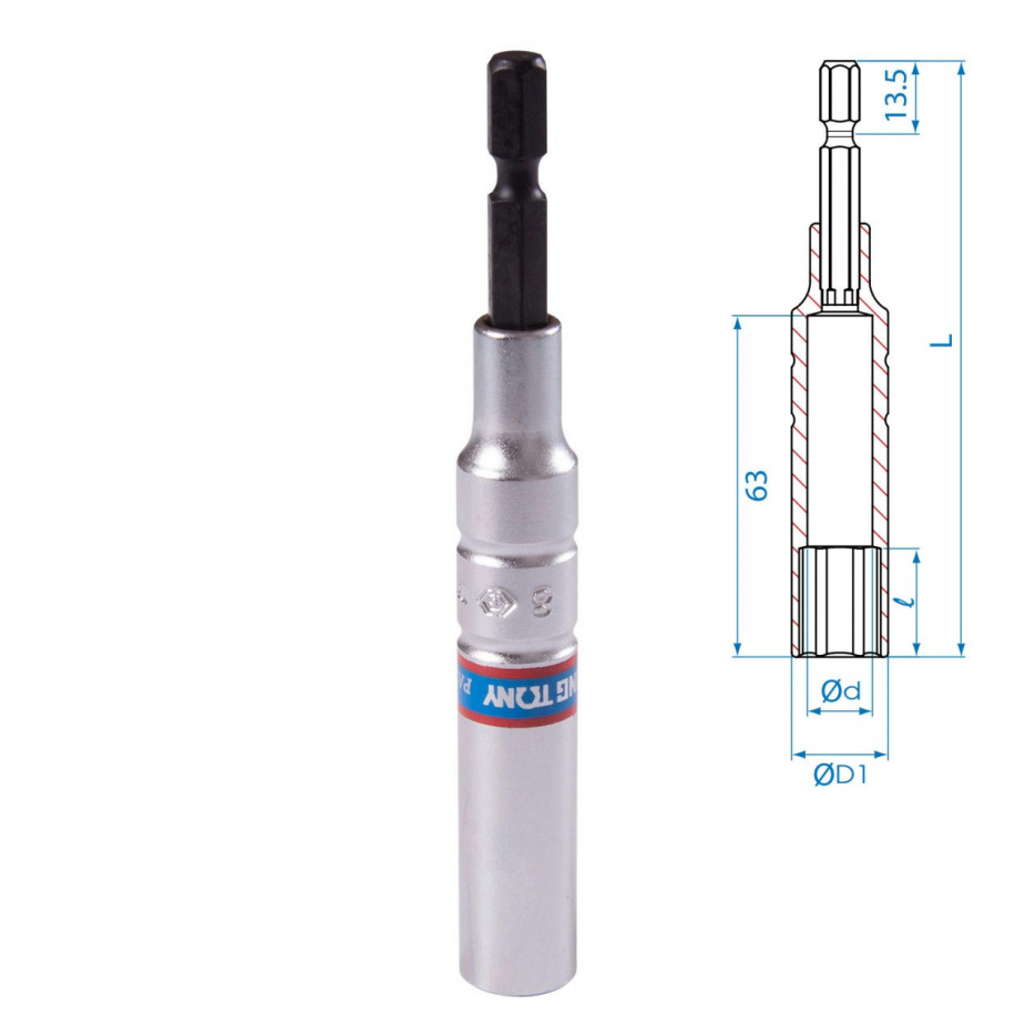 Головка для шуруповерта шестигранная 1/4", 8 мм, L = 110 мм KING TONY 76C1108M