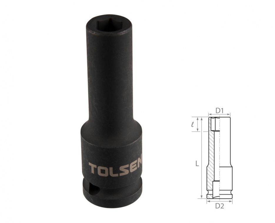 Головка торцевая ударная глубокая шестигранная 1/2", 11 мм TOLSEN TT18261